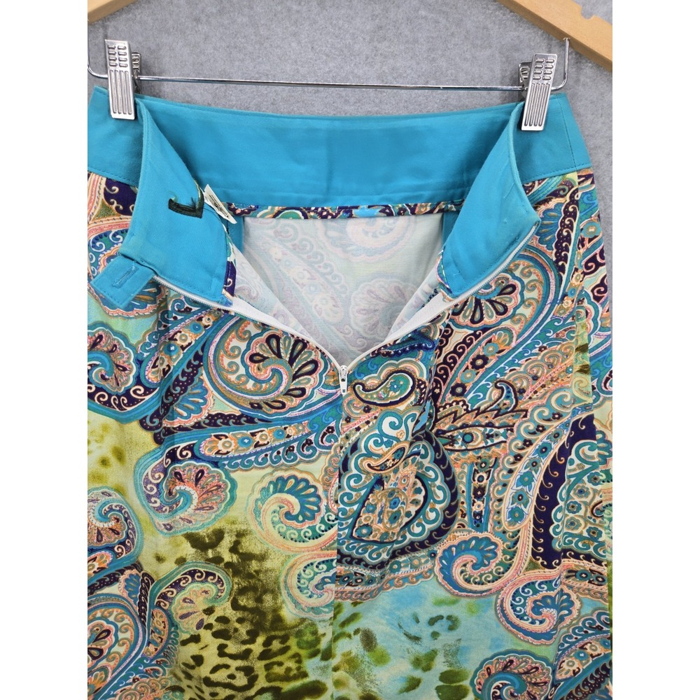 Vtg Harve Benard Collection Cotton Stretch Abstract Loud Art Paisley Skirt 4 Y2K - Picture 5 of 8